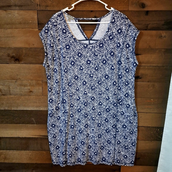 T by Talbots French Terry Dress - Geo Print SZ 2X - Picture 2 of 12